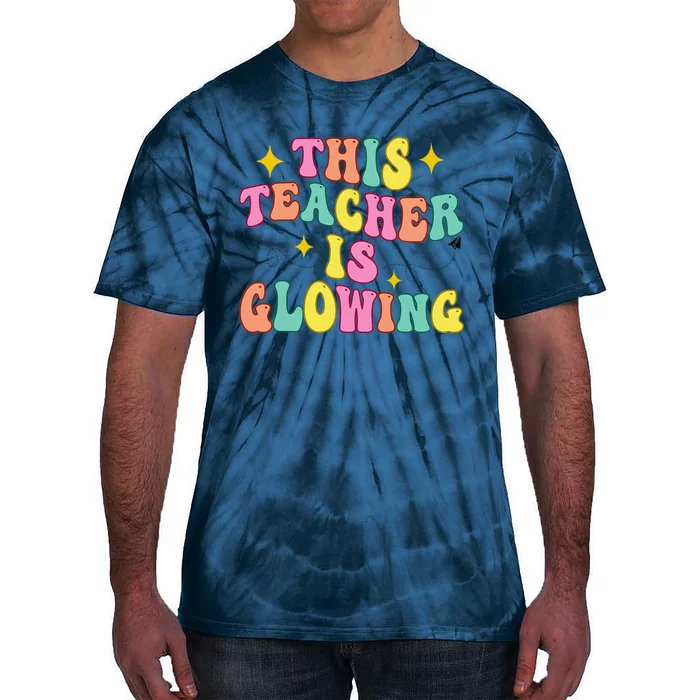 This Teacher Is Glowing Hello Summer Funny End Of School Tie-Dye T-Shirt