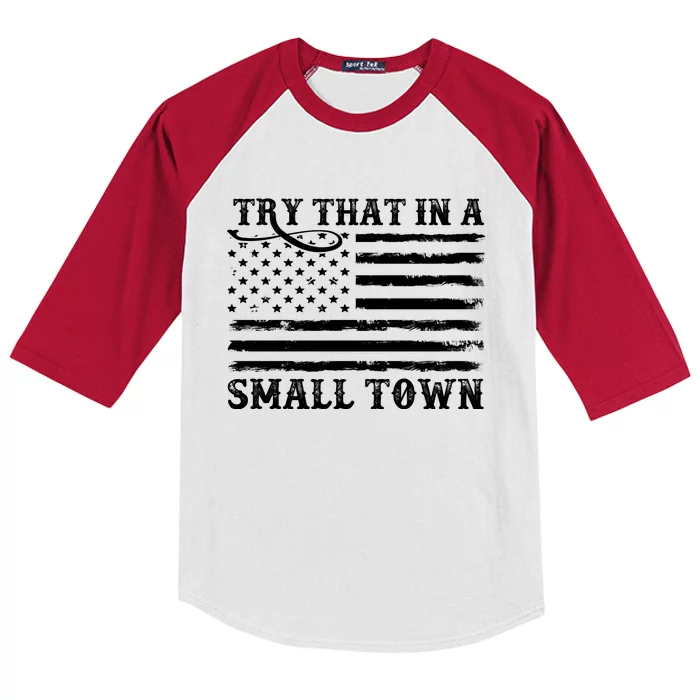 Try That In My Small Town Kids Colorblock Raglan Jersey