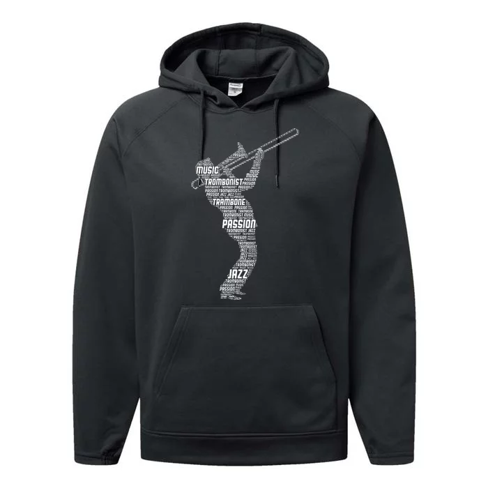 Trombone Trombonist Jazz Musician Performance Fleece Hoodie