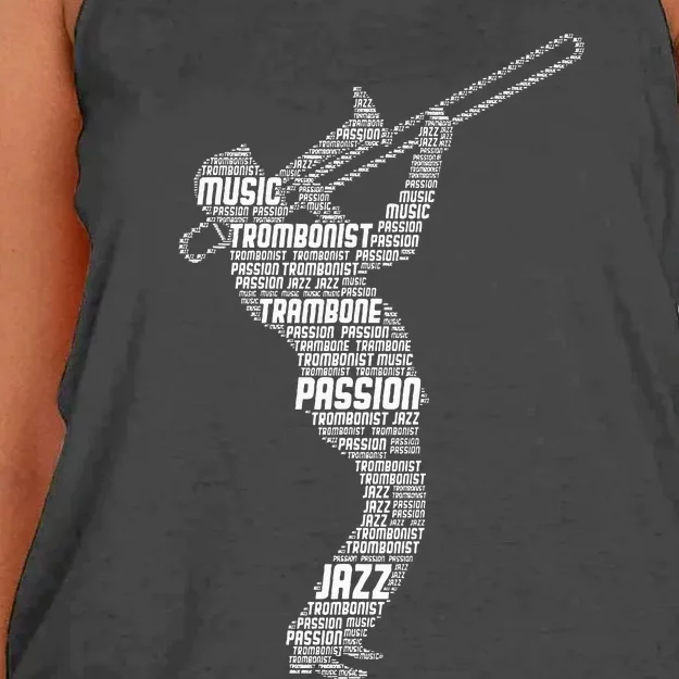 Trombone Trombonist Jazz Musician Women's Knotted Racerback Tank