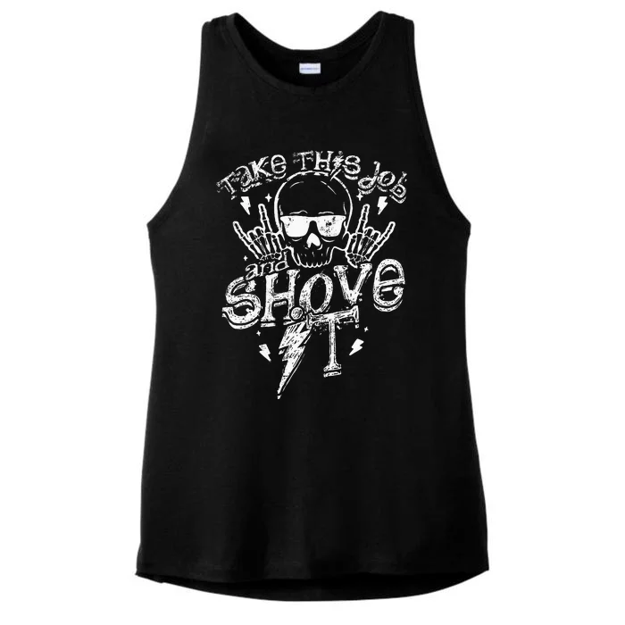 Take This Job And Shove It Teacher And Technician Work Ladies Tri-Blend Wicking Tank