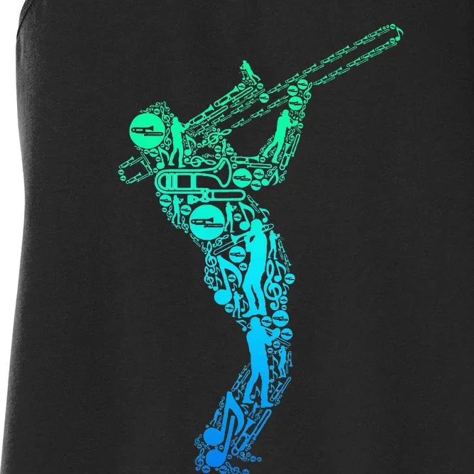 Trombone Trombonist Jazz Musician Women's Racerback Tank