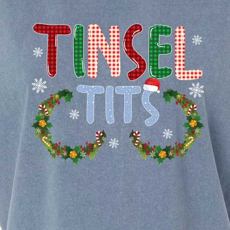 Tinsel Tits Jingle Balls Funny Matching Christmas Couple Gift Garment-Dyed Women's Muscle Tee