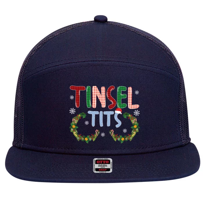 Tinsel Tits Jingle Balls Funny Matching Christmas Couple Gift 7 Panel Mesh Trucker Snapback Hat