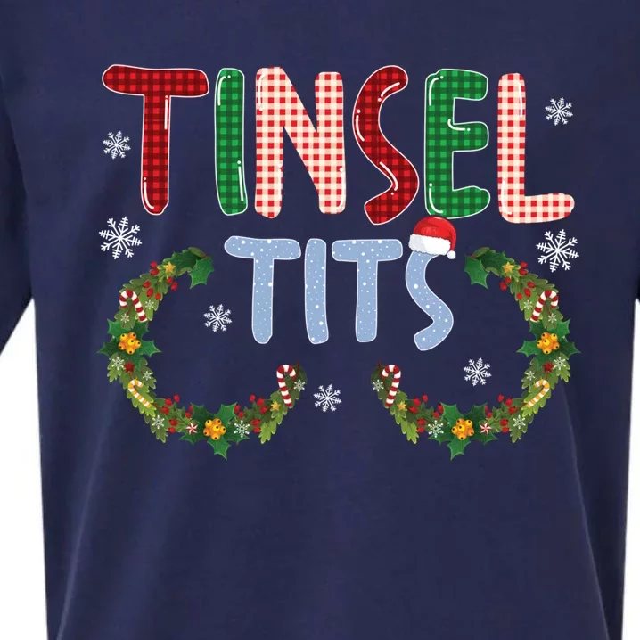 Tinsel Tits Jingle Balls Funny Matching Christmas Couple Gift Sueded Cloud Jersey T-Shirt