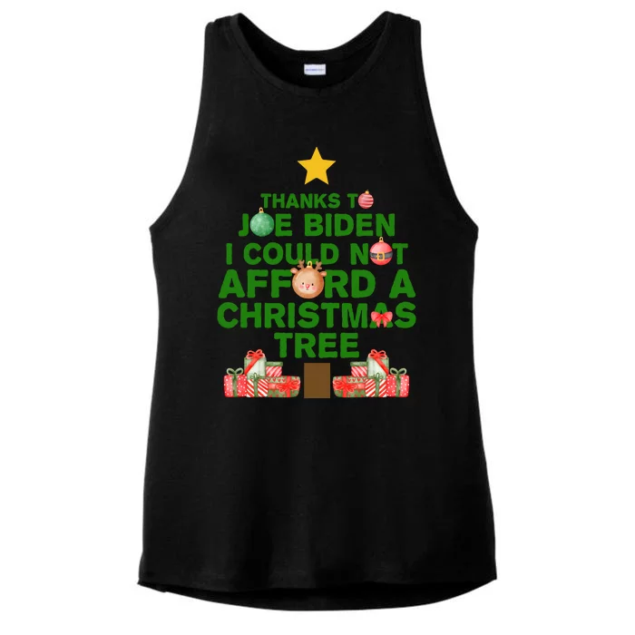 Thanks To Joe Biden I Could Not Afford A Christmas Tree Funny Ladies Tri-Blend Wicking Tank