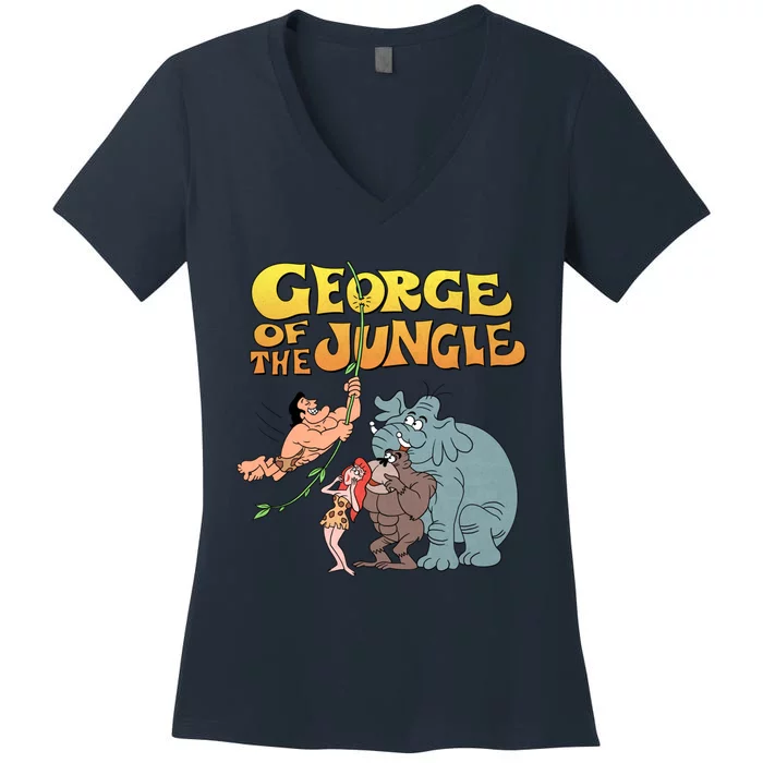 Tribute To Jay Ward George Of The Jungle Characters Women's V-Neck T-Shirt