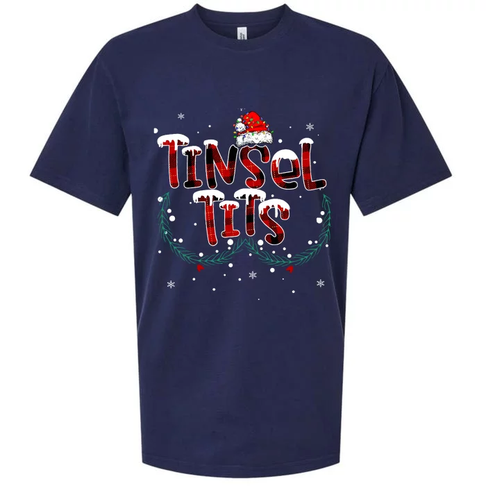 Tinsel Tits & Jingle Balls Funny Matching Christmas Couples Sueded Cloud Jersey T-Shirt