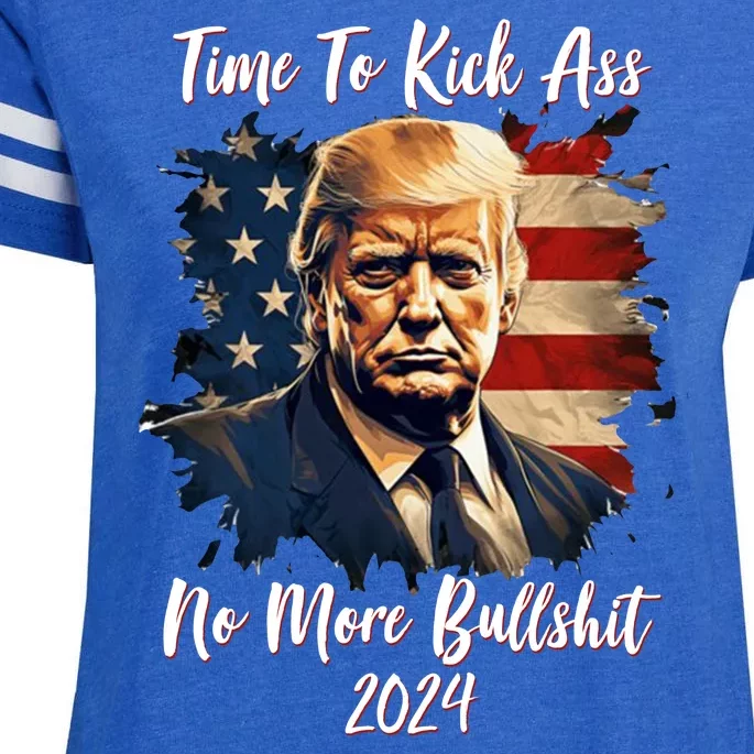 Time To Kick Ass No More Bullshit Trump 2024 Usa Enza Ladies Jersey Football T-Shirt