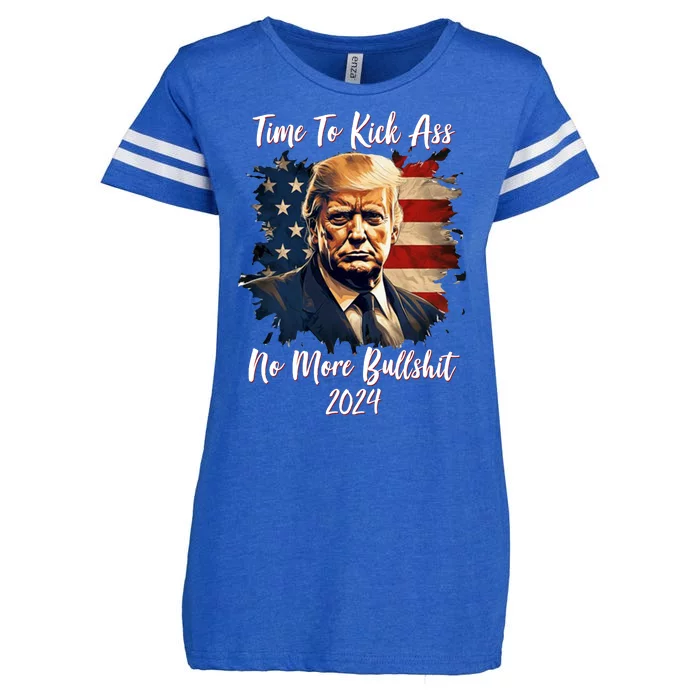 Time To Kick Ass No More Bullshit Trump 2024 Usa Enza Ladies Jersey Football T-Shirt