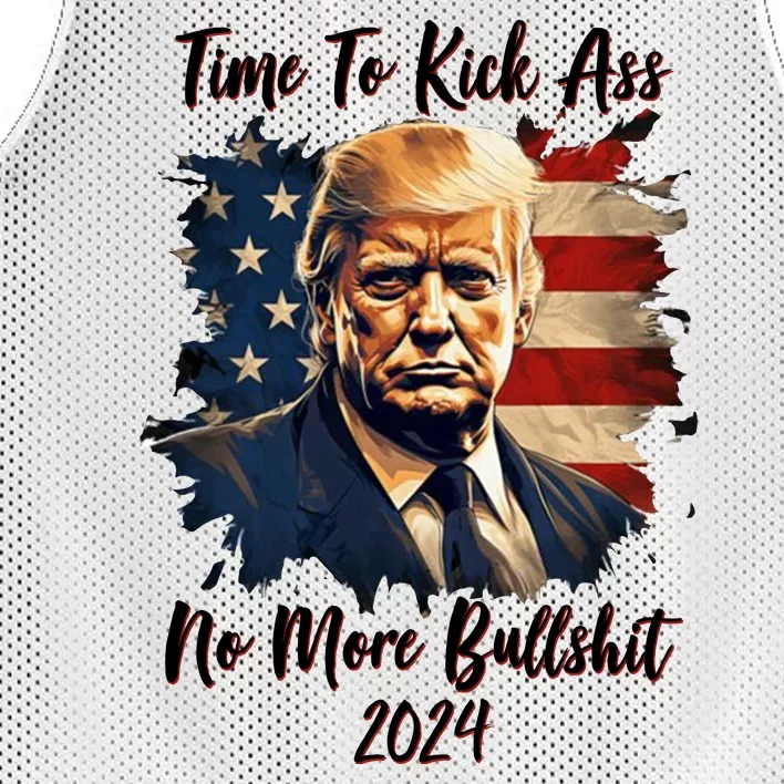 Time To Kick Ass No More Bullshit Trump 2024 Usa Mesh Reversible Basketball Jersey Tank