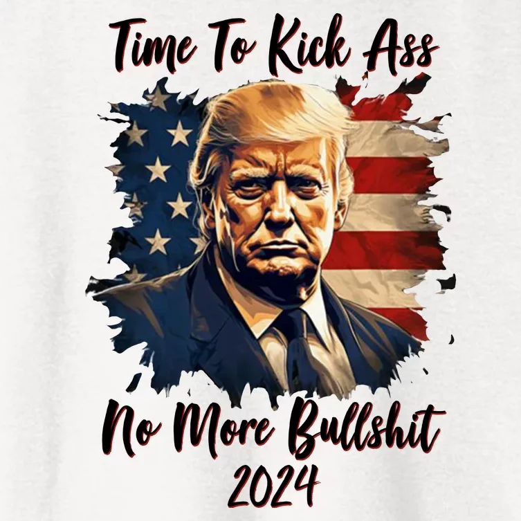 Time To Kick Ass No More Bullshit Trump 2024 Usa Women's Crop Top Tee