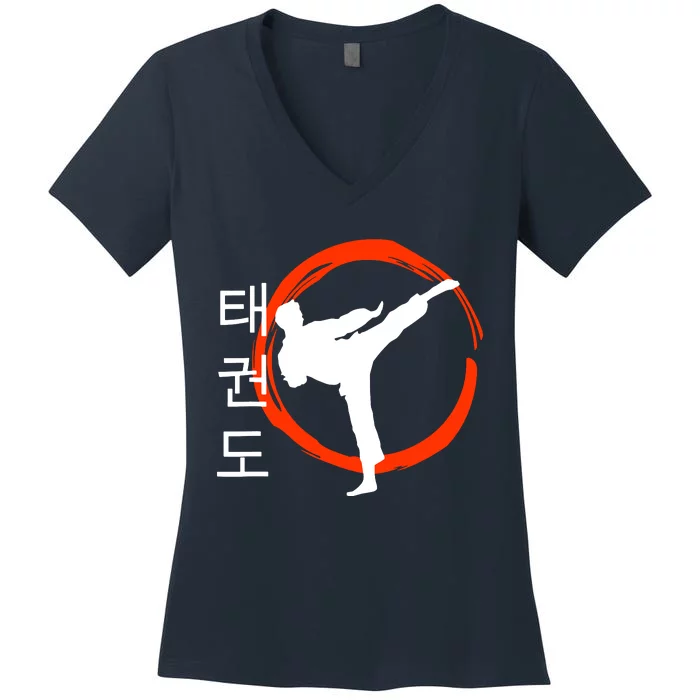 Taekwondo Tae Kwon Do Fighter Korean Women's V-Neck T-Shirt