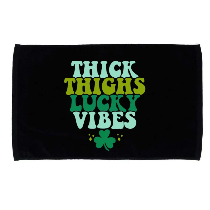 Thick Thighs Lucky Vibes Funny St. Patrick's Day Clothes Microfiber Hand Towel