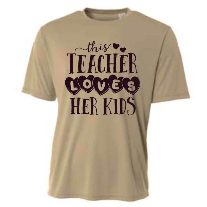 This Teacher Loves Her Hearts School Valentines Day Cooling Performance Crew T-Shirt