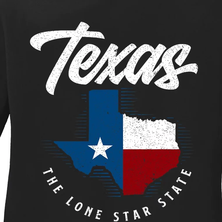 Texas The Lone Star State Texas Map Ladies Long Sleeve Shirt