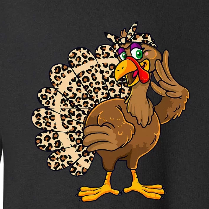 Thanksgiving Turkey  Leopard Print Autumn Fall Toddler Sweatshirt