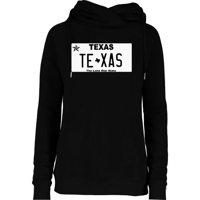 Texas TX License Plate Classic Womens Funnel Neck Pullover Hood