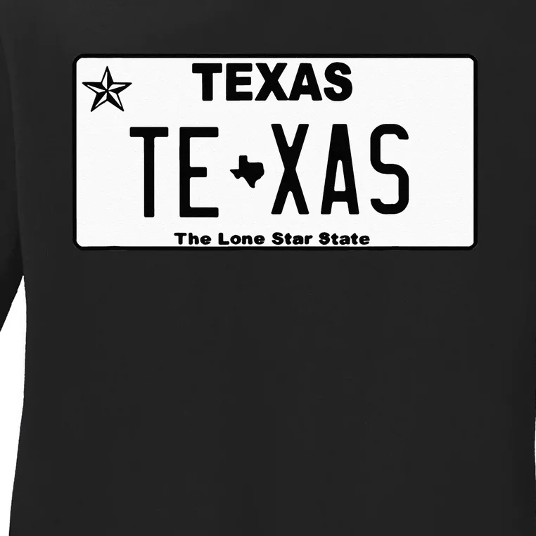 Texas TX License Plate Classic Ladies Long Sleeve Shirt