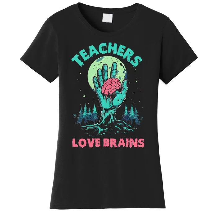 Teacher Teachers Love Brains Halloween Women's T-Shirt