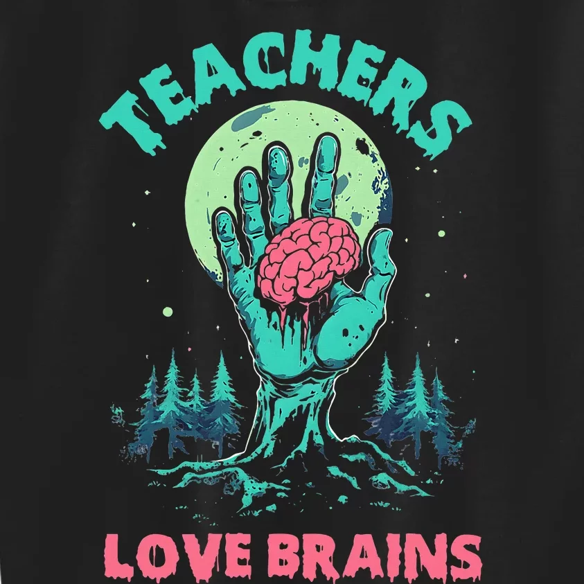 Teacher Teachers Love Brains Halloween Kids Sweatshirt