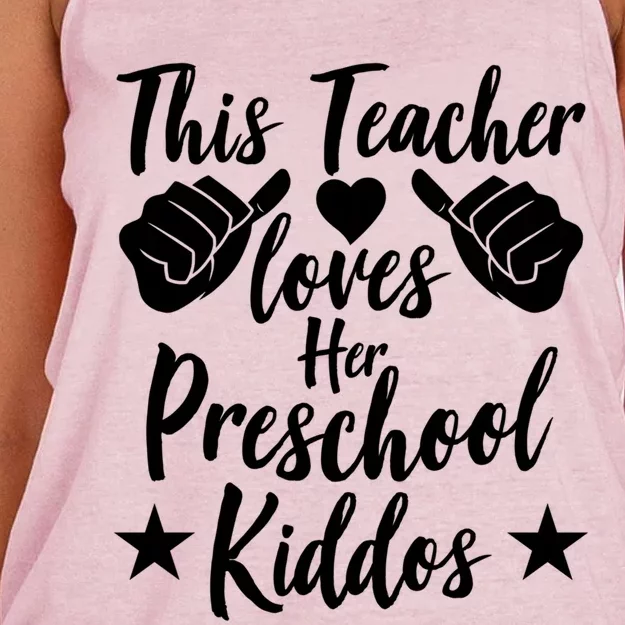 This Teacher Loves Her Valentines Day Preschool Students Gift Women's Knotted Racerback Tank