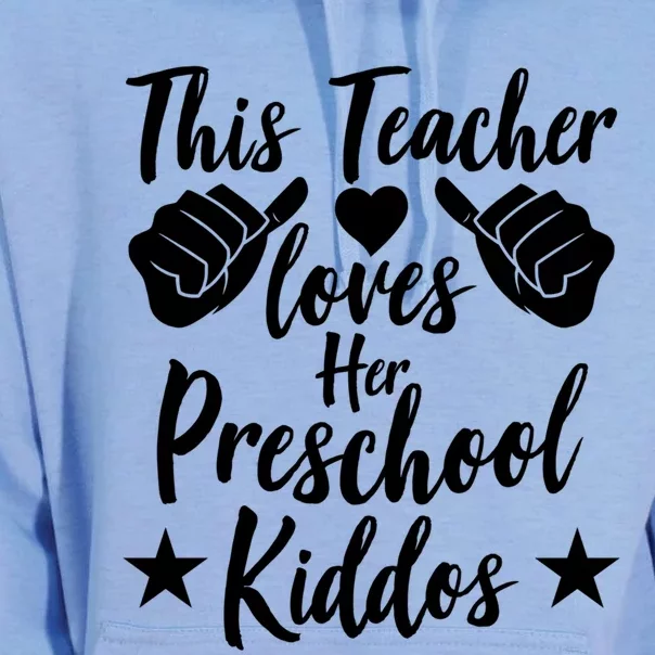 This Teacher Loves Her Valentines Day Preschool Students Gift Unisex Surf Hoodie