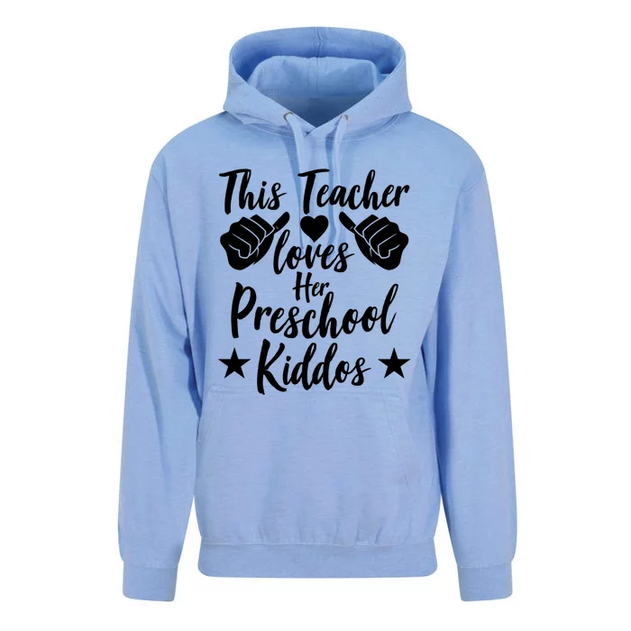 This Teacher Loves Her Valentines Day Preschool Students Gift Unisex Surf Hoodie