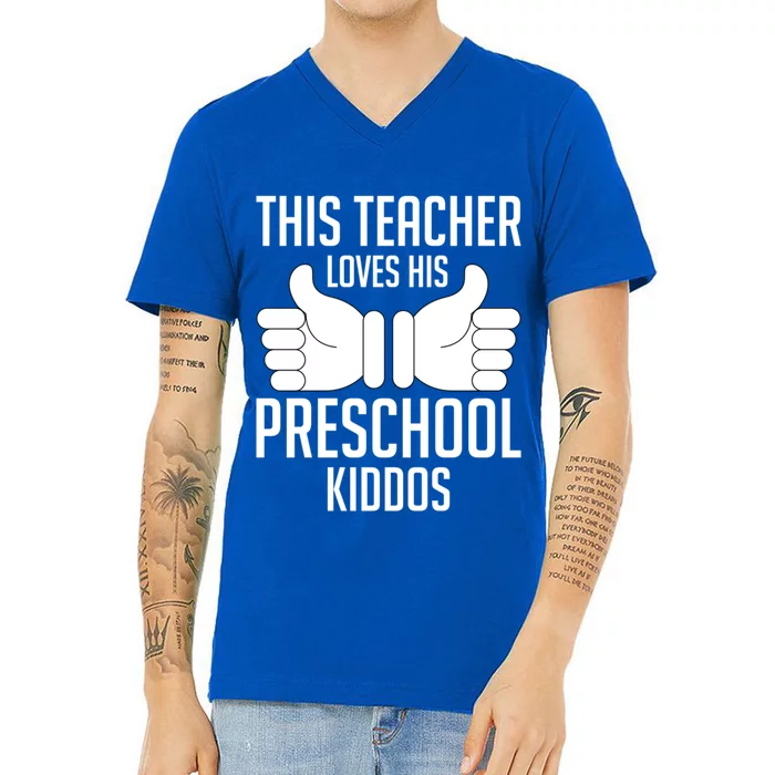 This Teacher Loves His Valentines Day Preschool Students Gift V-Neck T-Shirt