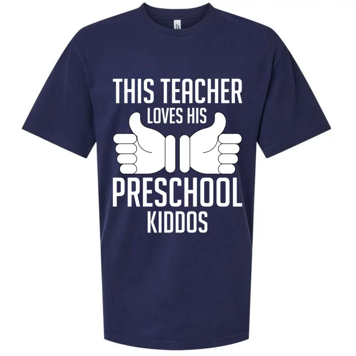 This Teacher Loves His Valentines Day Preschool Students Gift Sueded Cloud Jersey T-Shirt