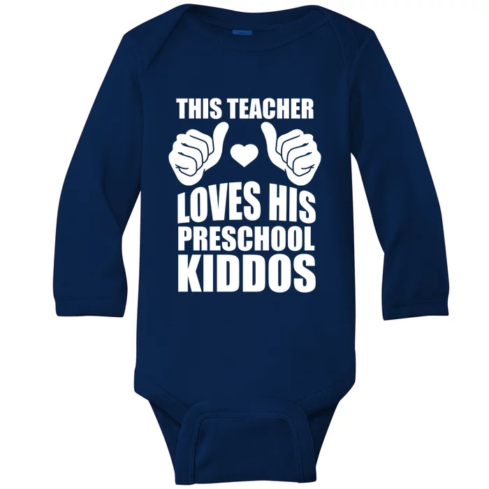 This Teacher Loves His Valentines Day Preschool Students Gift Baby Long Sleeve Bodysuit