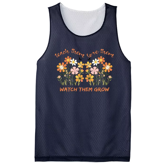 Teach Them Love Them Watch Them Grow Funny Wildflower Mesh Reversible Basketball Jersey Tank