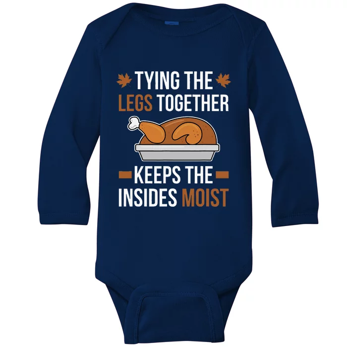 Tying The Legs Together Turkey Thanksgiving Dirty Adult Joke Baby Long Sleeve Bodysuit