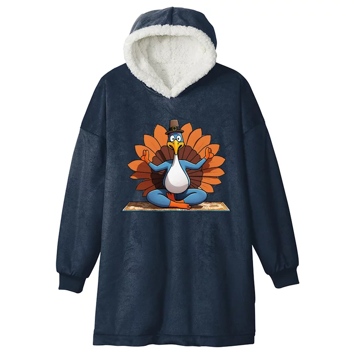 Thanksgiving Turkey Lotus Yoga Pose Hooded Wearable Blanket