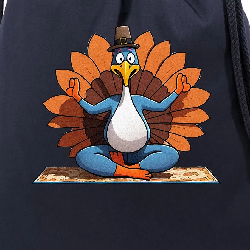 Thanksgiving Turkey Lotus Yoga Pose Drawstring Bag