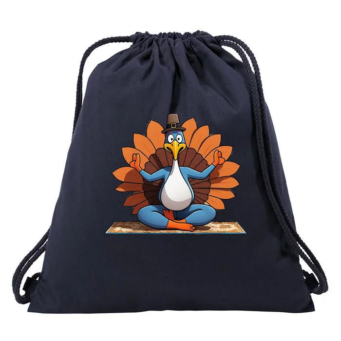 Thanksgiving Turkey Lotus Yoga Pose Drawstring Bag