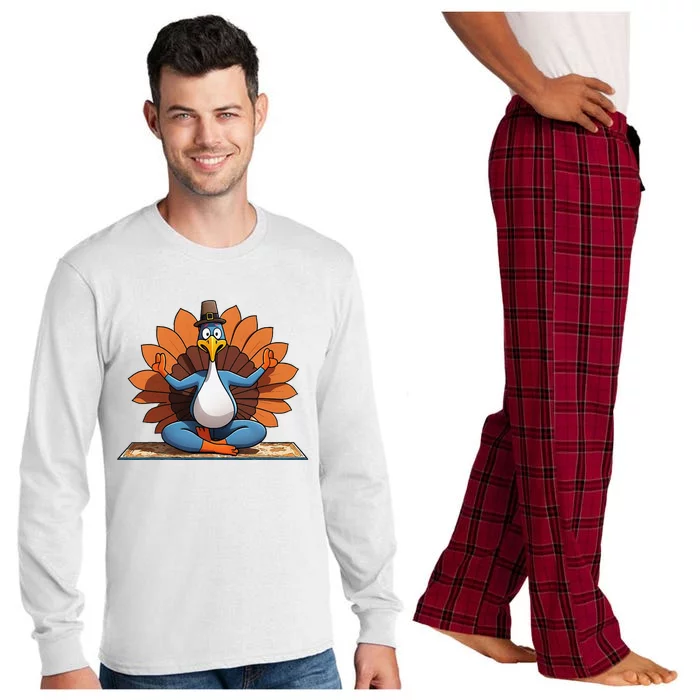 Thanksgiving Turkey Lotus Yoga Pose Long Sleeve Pajama Set