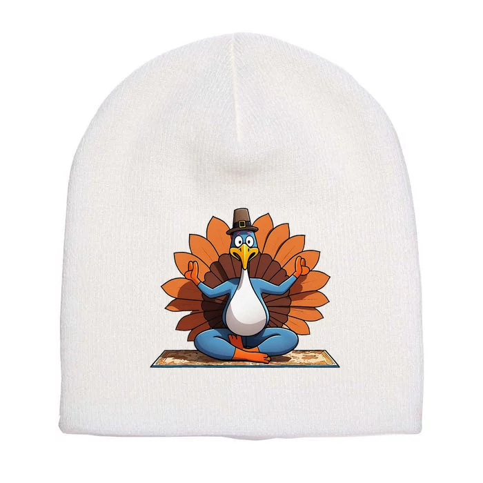 Thanksgiving Turkey Lotus Yoga Pose Short Acrylic Beanie