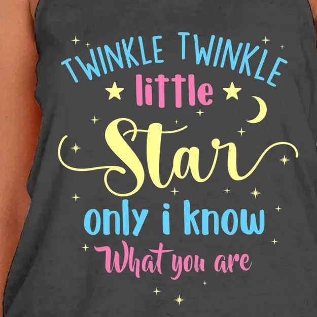 Twinkle Twinkle Little Star Gender Reveal Party Baby Shower Women's Knotted Racerback Tank