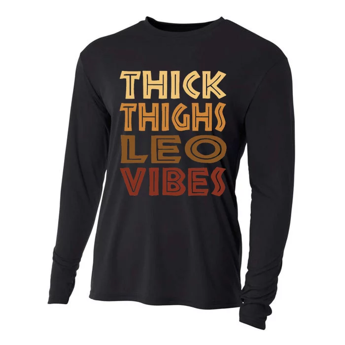 Thick Thighs Leo Vibes Melanin Black  Horoscope Cooling Performance Long Sleeve Crew