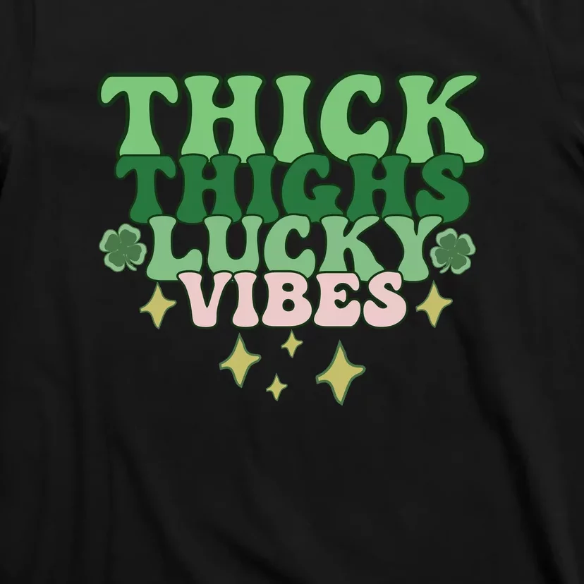 Thick Thighs Lucky Vibes St. Patrick's Day Retro Lucky T-Shirt