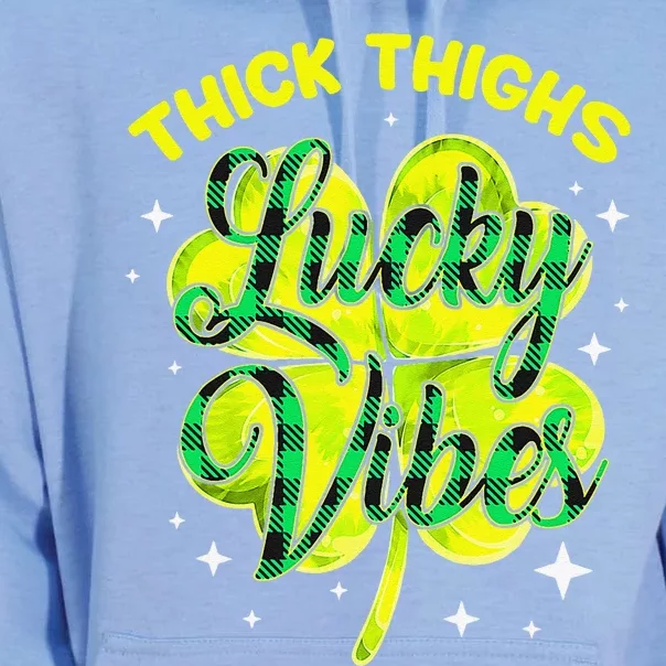 Thick Thighs Lucky Vibes Buffalo Plaid Saint Patrick's Day Unisex Surf Hoodie