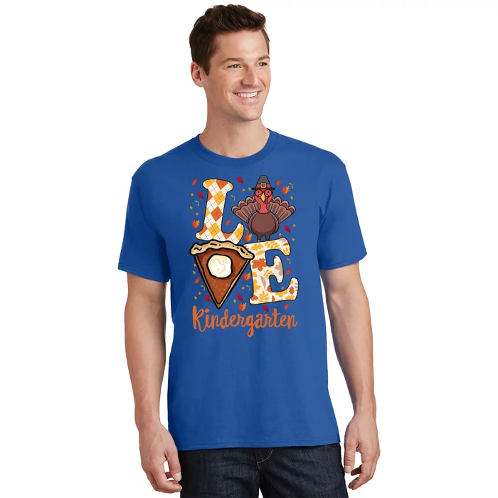 Thanksgiving Thankful Love Teacher Kindergarten Turkey Fall Cute Gift T-Shirt