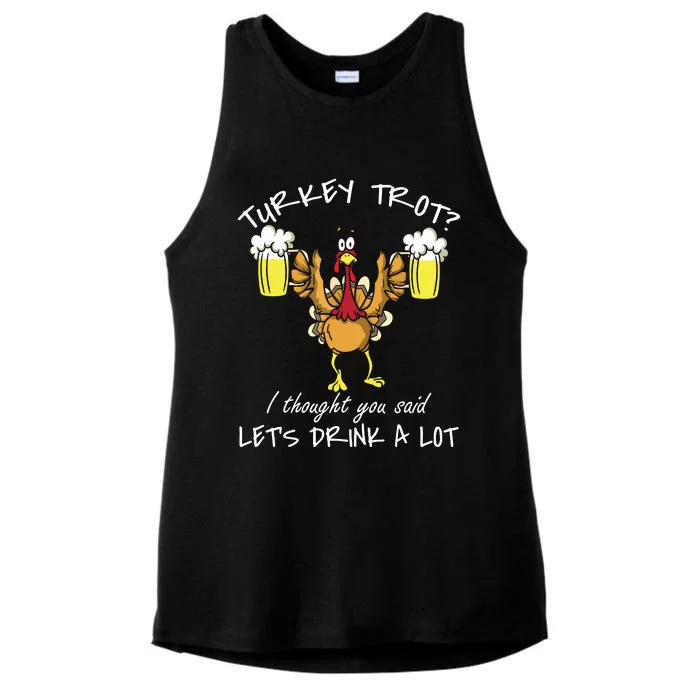 Turkey Trot Let's Drink A Lot Thanksgiving Day 5k Run Beer Ladies Tri-Blend Wicking Tank