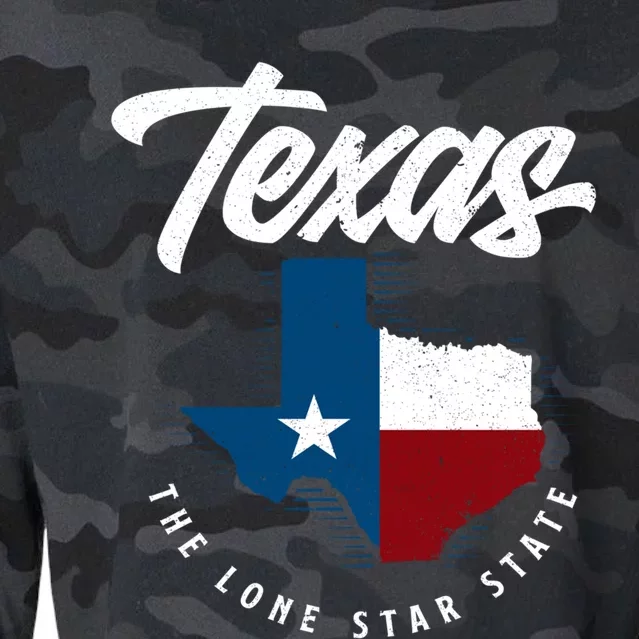 Texas The Lone Star State Gift Texas Map Cool Gift Cropped Pullover Crew