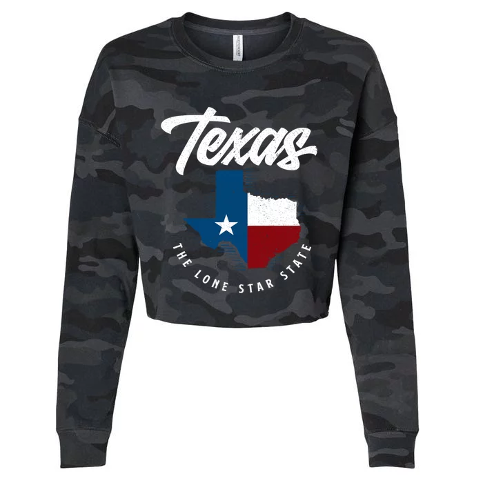 Texas The Lone Star State Gift Texas Map Cool Gift Cropped Pullover Crew