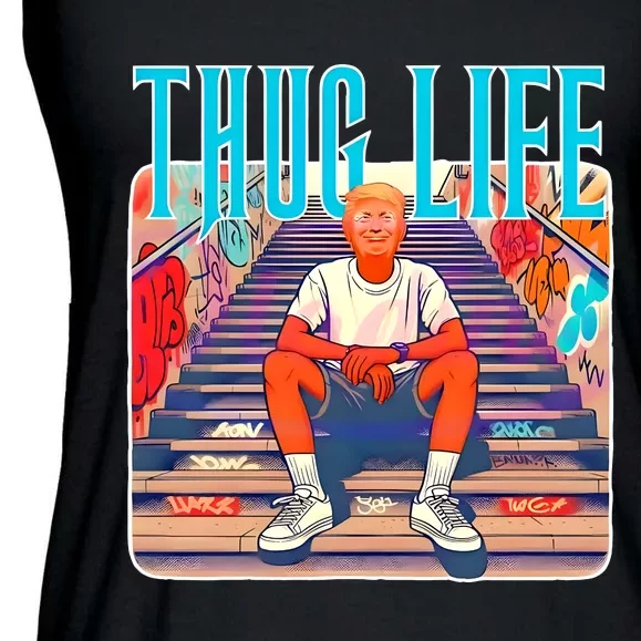 Trump Thug Life 4th Of July Ladies Essential Flowy Tank