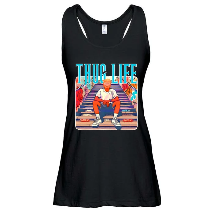 Trump Thug Life 4th Of July Ladies Essential Flowy Tank