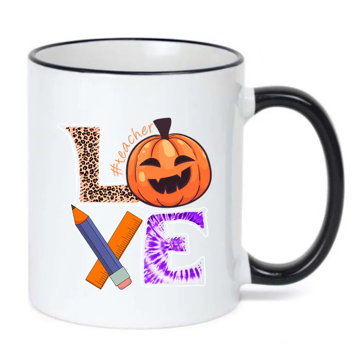 Thanksgiving Teacher Life Pumpkin Love Leopard Fall Vibes Gift Black Color Changing Mug