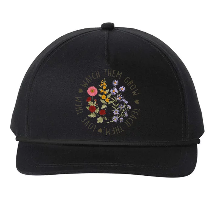 Teach Them Love Them Watch Them Grow Wildflower Teacher Snapback Five-Panel Rope Hat